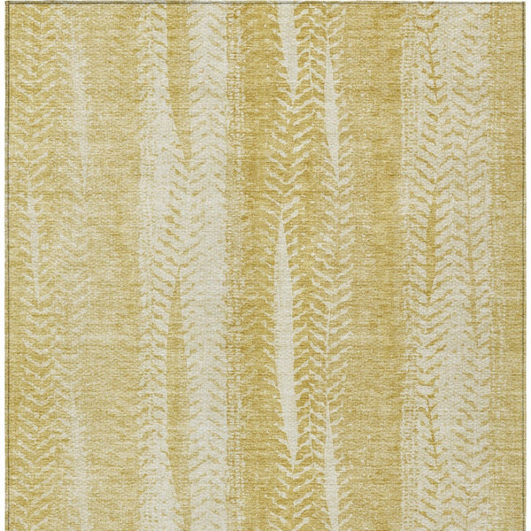 Homeroots 3' Indoor Outdoor Area Rug In Artichoke Green With Elegant Botanical Leaves - Washable & Durable Design 5' X 8' Polyester 581979