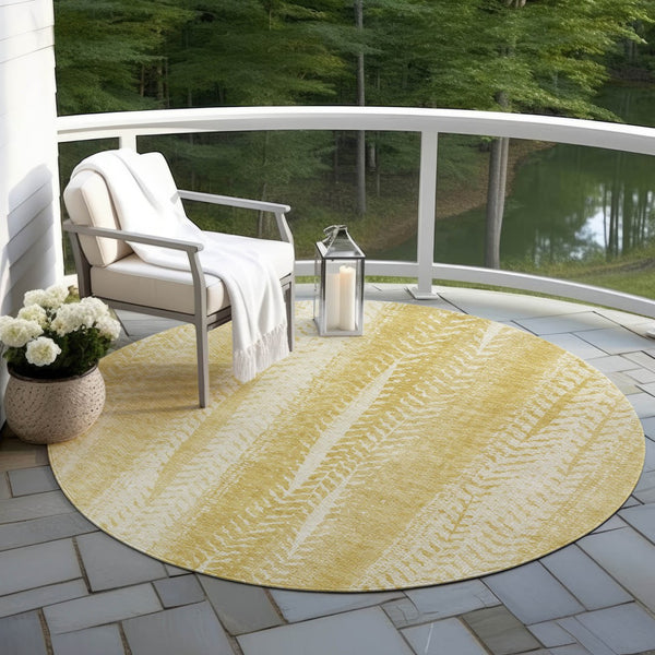 Homeroots 3' Indoor Outdoor Area Rug In Artichoke Green With Elegant Botanical Leaves - Washable & Durable Design 8' Round Polyester 581980