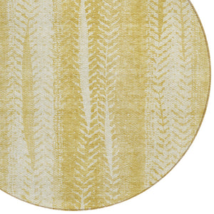 Homeroots 3' Indoor Outdoor Area Rug In Artichoke Green With Elegant Botanical Leaves - Washable & Durable Design 8' Round Polyester 581980