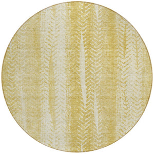 Homeroots 3' Indoor Outdoor Area Rug In Artichoke Green With Elegant Botanical Leaves - Washable & Durable Design 8' Round Polyester 581980
