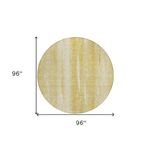 Homeroots 3' Indoor Outdoor Area Rug In Artichoke Green With Elegant Botanical Leaves - Washable & Durable Design 8' Round Polyester 581980