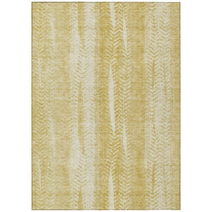 HomeRoots 5' Gold Wheat and Ivory Botanical Leaves Rug - Durable, Washable for Indoor & Outdoor Elegance 8' X 10' 581981