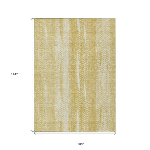 Homeroots 3' Indoor Outdoor Area Rug In Artichoke Green With Elegant Botanical Leaves - Washable & Durable Design 9' X 12' Polyester 581982