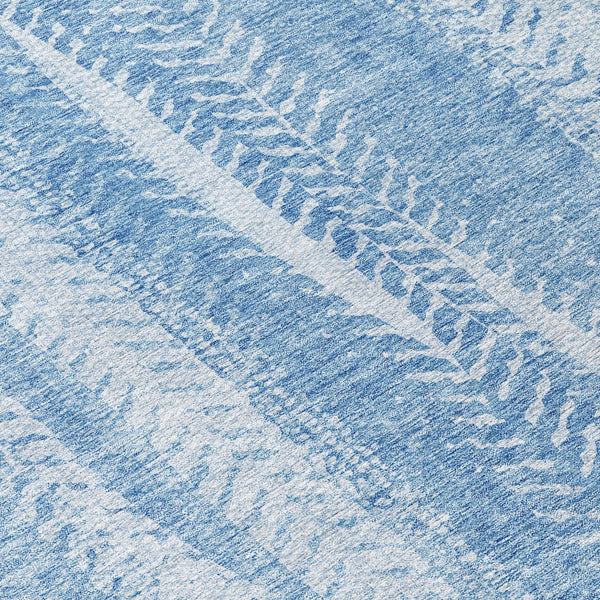 Homeroots 3' Indoor Outdoor Area Rug In Artichoke Green With Elegant Botanical Leaves - Washable & Durable Design 8' Round Polyester 581986