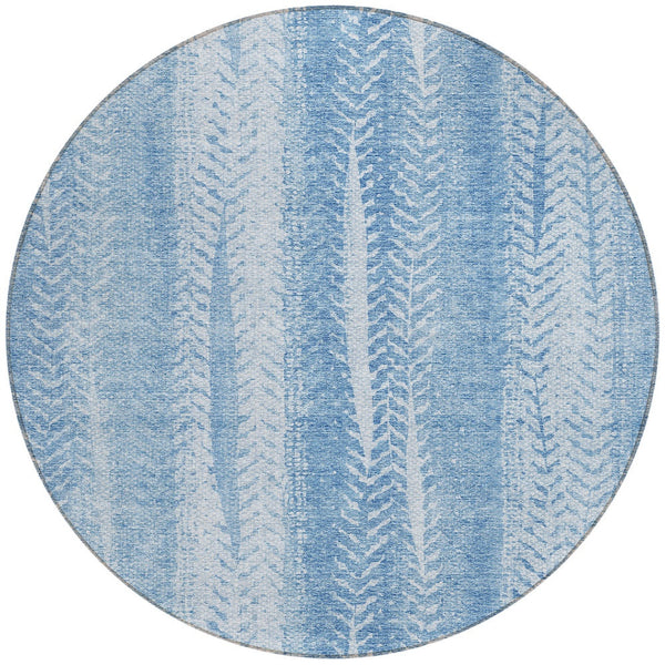 Homeroots 3' Indoor Outdoor Area Rug In Artichoke Green With Elegant Botanical Leaves - Washable & Durable Design 8' Round Polyester 581986