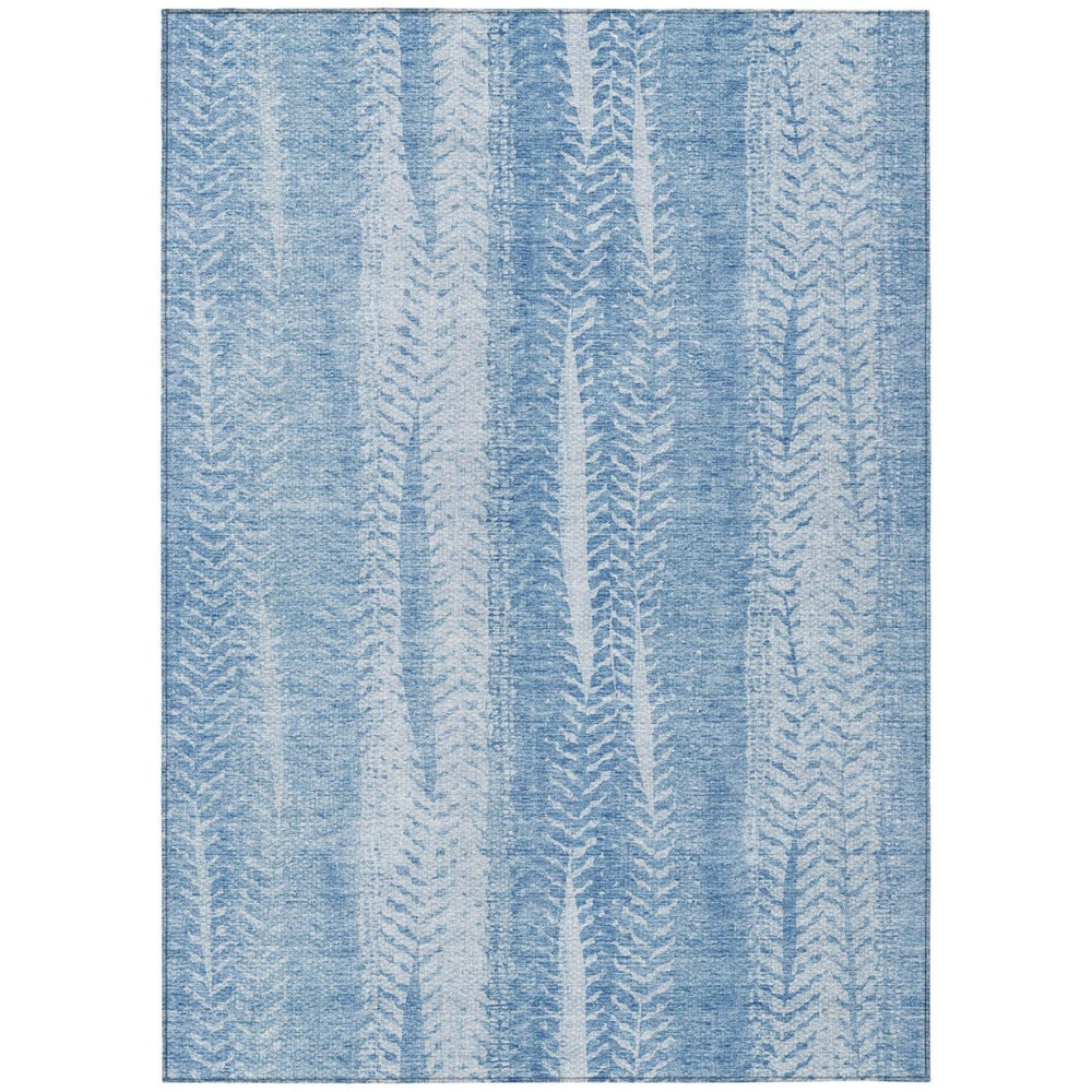 HomeRoots 9' Sky Blue and Denim Blue Botanical Leaves Rug – Durable, Washable, Perfect for Indoor/Outdoor Spaces 9' X 12' 581988
