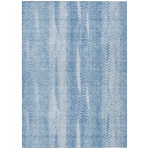 HomeRoots 9' Sky Blue and Denim Blue Botanical Leaves Rug – Durable, Washable, Perfect for Indoor/Outdoor Spaces 9' X 12' 581988