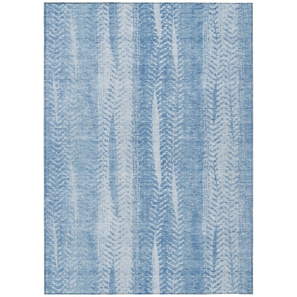 HomeRoots 9' Sky Blue and Denim Blue Botanical Leaves Rug – Durable, Washable, Perfect for Indoor/Outdoor Spaces 9' X 12' 581988