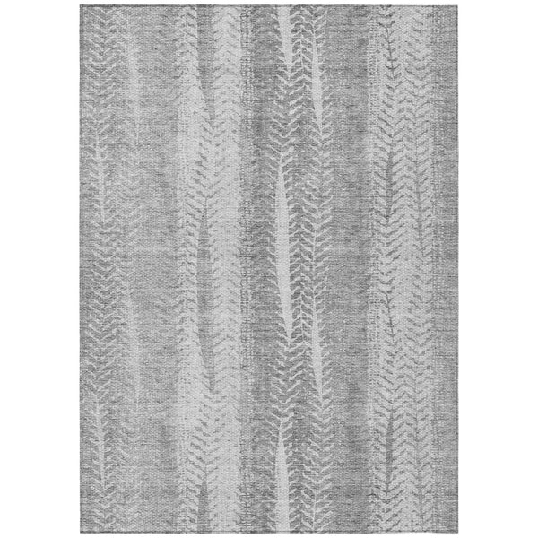 Homeroots 3' Indoor Outdoor Area Rug In Artichoke Green With Elegant Botanical Leaves - Washable & Durable Design 5' X 8' Polyester 581991