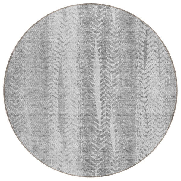 HomeRoots 5' Indoor Outdoor Area Rug with Botanical Leaves Design – Washable, Durable, Stylish for Any Space 8' Round 581992
