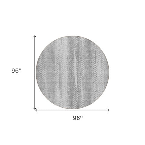 Homeroots 3' Indoor Outdoor Area Rug In Artichoke Green With Elegant Botanical Leaves - Washable & Durable Design 8' Round Polyester 581992