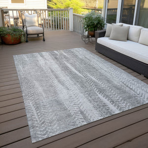 Homeroots 3' Indoor Outdoor Area Rug In Artichoke Green With Elegant Botanical Leaves - Washable & Durable Design 8' X 10' Polyester 581993