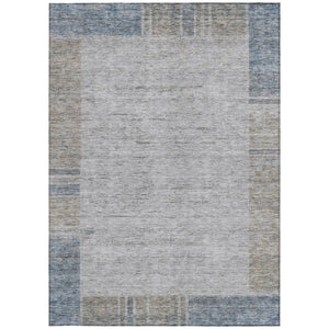 Homeroots 3' Stylish Taupe Beige And Blue Geometric Washable Area Rug For Indoor And Outdoor Spaces 3' X 5' Polyester 581996