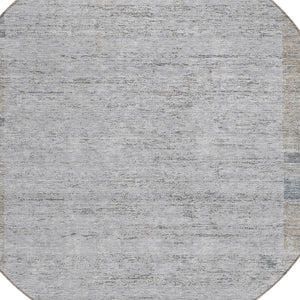 Homeroots 3' Stylish Taupe Beige And Blue Geometric Washable Area Rug For Indoor And Outdoor Spaces 8' Round Polyester 581998