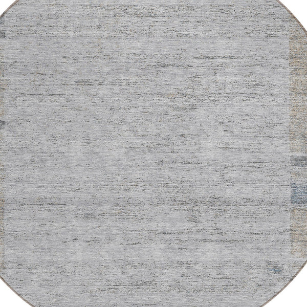Homeroots 3' Stylish Taupe Beige And Blue Geometric Washable Area Rug For Indoor And Outdoor Spaces 8' Round Polyester 581998