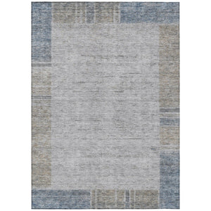 HomeRoots 5' Geometric Taupe Beige and Blue Washable Area Rug for Indoor and Outdoor Living Spaces 8' X 10' 581999