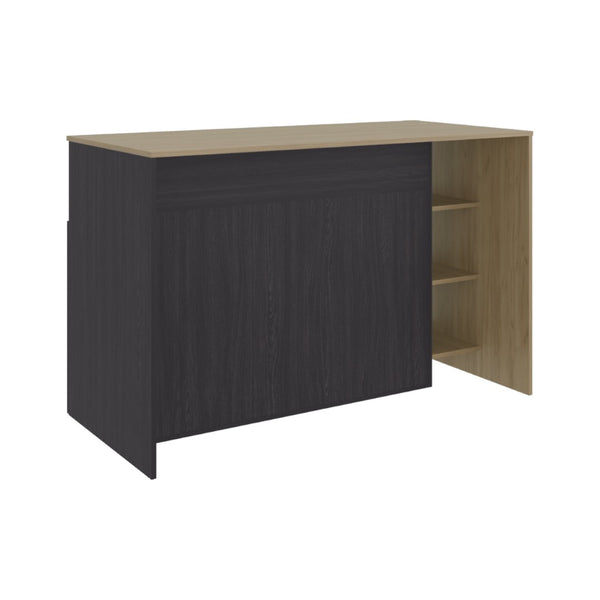 English Elm Mercury Freestanding Kitchen Island with Cabinet Open Shelving and Prep Workspace B128S00243