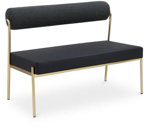 Carly Black Vegan Leather Bench 581Black Meridian Furniture