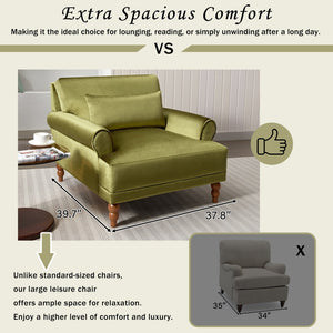 English Elm Mirod Oversized Polyester Accent Chair with Column Legs and Ergonomic Lumbar Support Green N760S0000028C