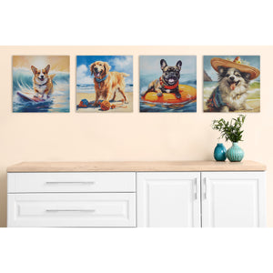 JLA Home Madison Park - Chihuahua Beach Canvas Art by Tessa Kane — Whimsical, Vibrant Ready-to-Hang Print for Playful Decor Corgi/Blue Multi ID95C-0054