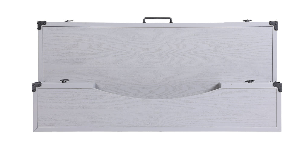 English Elm Orchest Gray Finish Writing Desk with 3 Smooth-Glide Drawers, Metal Braces & Sturdy Wooden Frame B2726P243698