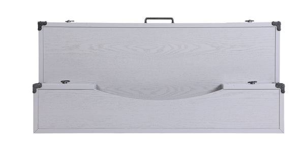 English Elm Orchest Gray Finish Writing Desk with 3 Smooth-Glide Drawers, Metal Braces & Sturdy Wooden Frame B2726P243698