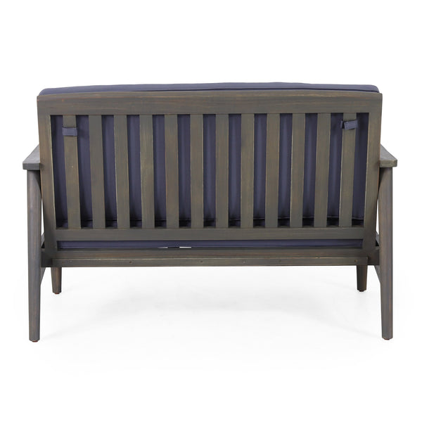 English Elm Christopher Knight Home® - Patio Loveseat And Coffee Table Set - Minimalist Acacia Wood Furniture For Relaxing Outdoor Spaces 68628.00GDGRY