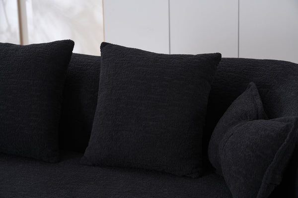 English Elm (old Sku W2231p392100) Chenille Sleeper Sofa Foldable Convertible Loveseat with Four Pillows Black W2231P466738