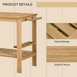 English Elm Outsunny Outdoor Bar Cart - Versatile Wood Rolling Serving Cart With Wine Holders & 2 Shelves W2225P174461-GIGA