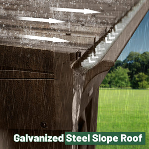 English Elm 10x14FT Lean to Gazebo with Metal Roof, Hidden Gutter System, Curtains & Netting, Heavy-Duty Steel Exterior W1859S00130