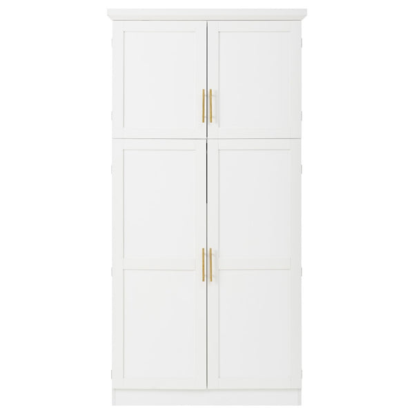 English Elm [assembly Included] Topmax Shaker Pantry Cabinet Tall Mdf Kitchen Storage with Pull-out Trays White SP000099AAK