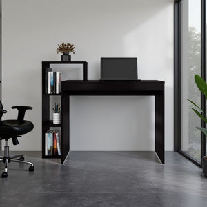 English Elm Venetie Writing Desk with Three Side Shelves in Black Wenge for Modern Home Office B097P474293