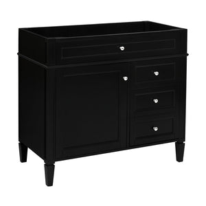 English Elm 36'' Modern Bathroom Vanity Cabinet with Tip-Out Drawer, Adjustable Shelf, Smooth Metal Slides, Solid Wood Frame Black N710P186084B