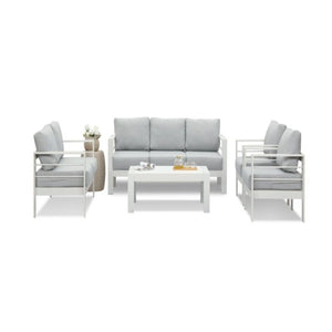 English Elm 5-piece Outdoor Aluminum Conversation Set Resort Style Patio Sofa with Wpc Coffee Table B082S00083