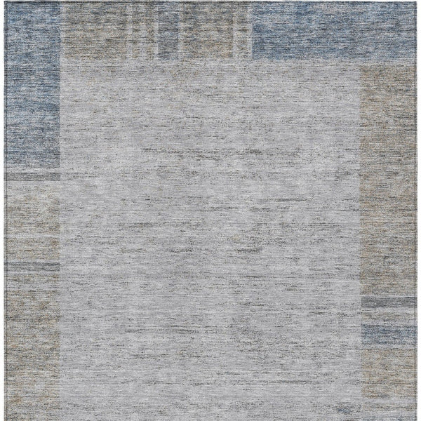 Homeroots 3' Stylish Taupe Beige And Blue Geometric Washable Area Rug For Indoor And Outdoor Spaces 10' X 14' Polyester 582001