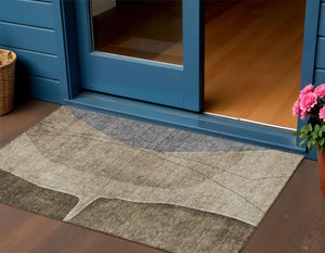 Homeroots 3' Brown Taupe And Beige Abstract Washable Indoor Outdoor Area Rug For Stylish Home Décor 3' X 5' Polyester 582002