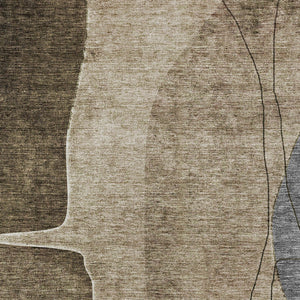 Homeroots 3' Brown Taupe And Beige Abstract Washable Indoor Outdoor Area Rug For Stylish Home Décor 3' X 5' Polyester 582002