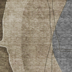 Homeroots 3' Brown Taupe And Beige Abstract Washable Indoor Outdoor Area Rug For Stylish Home Décor 8' X 10' Polyester 582005