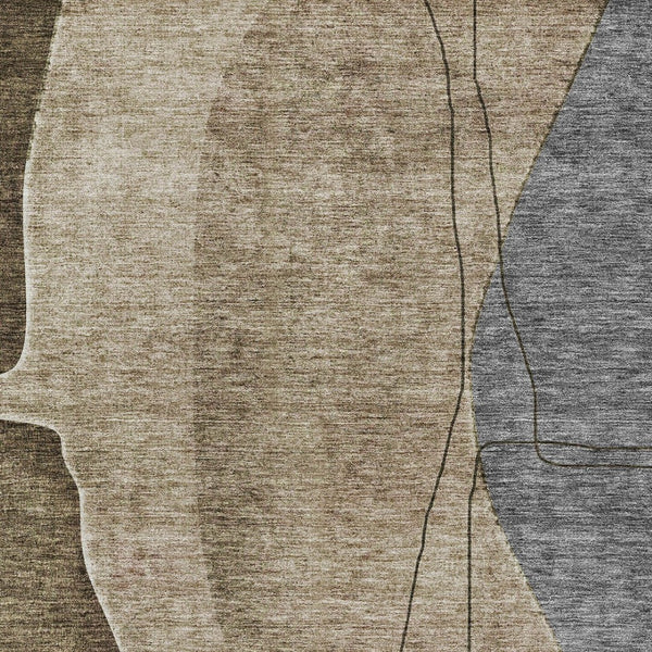 Homeroots 3' Brown Taupe And Beige Abstract Washable Indoor Outdoor Area Rug For Stylish Home Décor 8' X 10' Polyester 582005