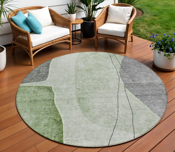 Homeroots 3' Brown Taupe And Beige Abstract Washable Indoor Outdoor Area Rug For Stylish Home Décor 8' Round Polyester 582016