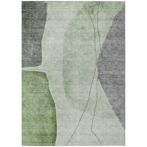 HomeRoots 5' Stylish Olive Green and Gray Abstract Area Rug for Indoor and Outdoor Durability and Elegance 10' X 14' 582019