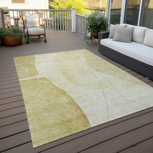 Homeroots 3' Brown Taupe And Beige Abstract Washable Indoor Outdoor Area Rug For Stylish Home Décor 3' X 5' Polyester 582020