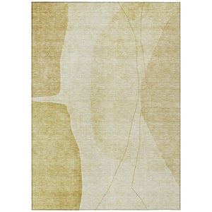 HomeRoots 5' Gold Wheat and Beige Abstract Area Rug - Durable, Washable Design Perfect for Indoor & Outdoor Spaces 5' X 8' 582021