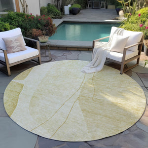 Homeroots 3' Brown Taupe And Beige Abstract Washable Indoor Outdoor Area Rug For Stylish Home Décor 8' Round Polyester 582022