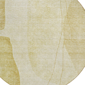 Homeroots 3' Brown Taupe And Beige Abstract Washable Indoor Outdoor Area Rug For Stylish Home Décor 8' Round Polyester 582022