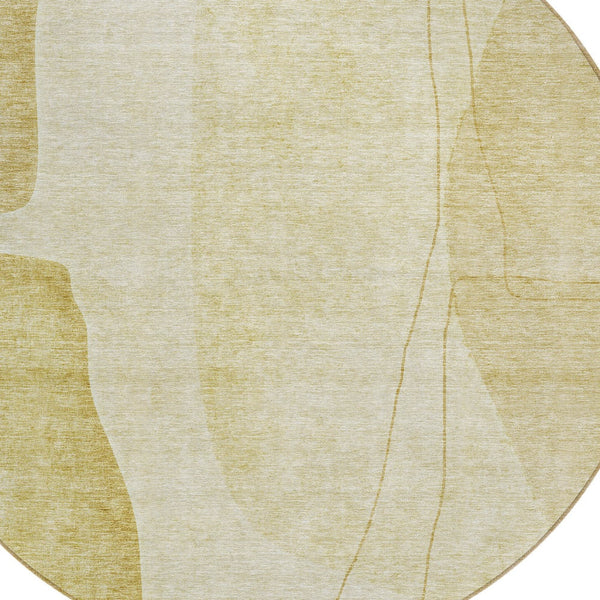 Homeroots 3' Brown Taupe And Beige Abstract Washable Indoor Outdoor Area Rug For Stylish Home Décor 8' Round Polyester 582022