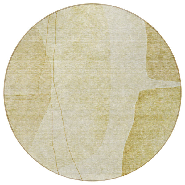 Homeroots 3' Brown Taupe And Beige Abstract Washable Indoor Outdoor Area Rug For Stylish Home Décor 8' Round Polyester 582022