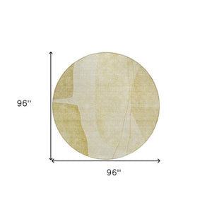 Homeroots 3' Brown Taupe And Beige Abstract Washable Indoor Outdoor Area Rug For Stylish Home Décor 8' Round Polyester 582022