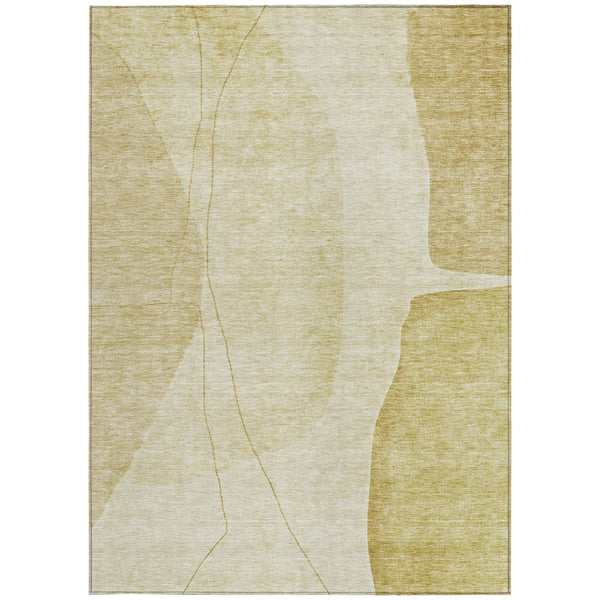 Homeroots 3' Brown Taupe And Beige Abstract Washable Indoor Outdoor Area Rug For Stylish Home Décor 8' X 10' Polyester 582023