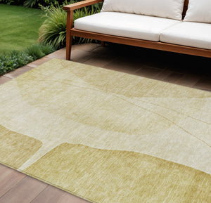 Homeroots 3' Brown Taupe And Beige Abstract Washable Indoor Outdoor Area Rug For Stylish Home Décor 10' X 14' Polyester 582025